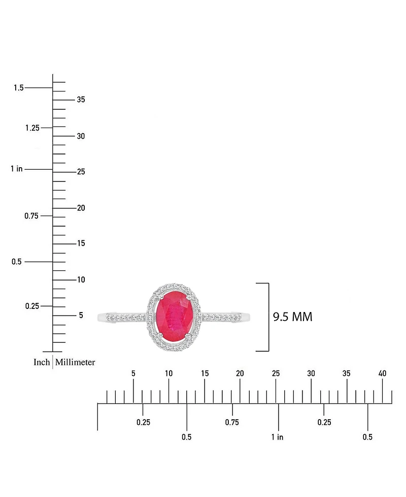 Macy's Ruby (1 ct. t.w.) and Diamond (0.14 ct. t.w.) Halo Ring in 14k White Gold