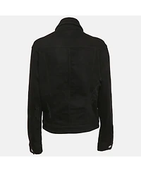 Pre-Owned Versace Women's Pre-Owned Versus Versace Black Distressed Denim Button Detail Jacket