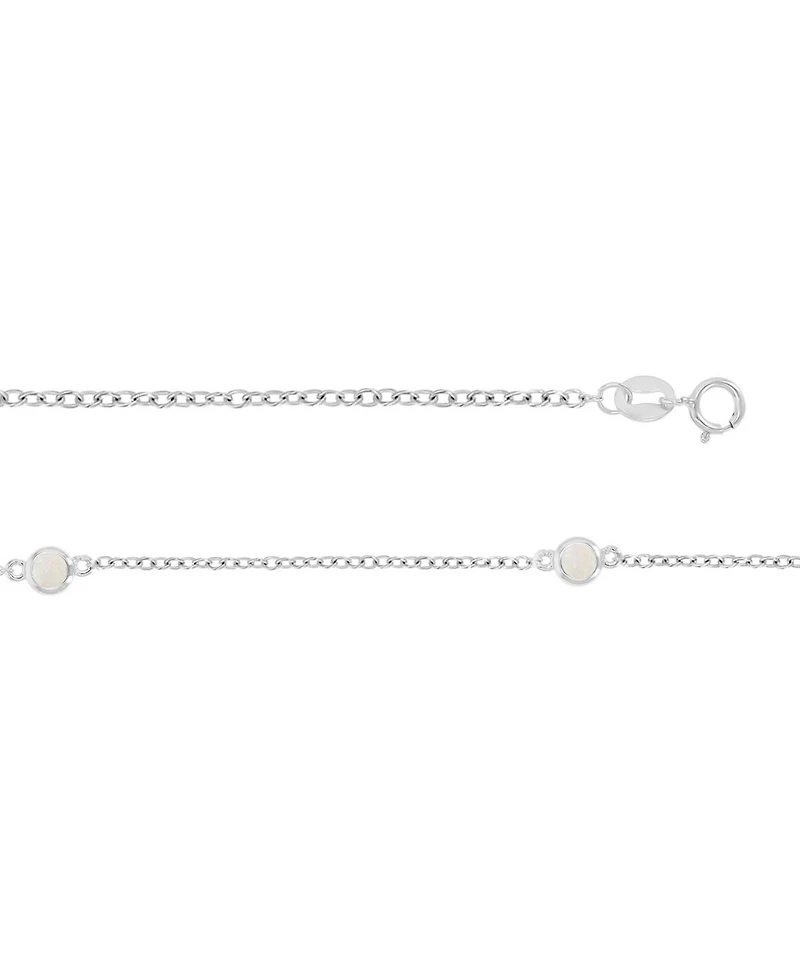 Macy's Created Opal (0.35 ct. t.w.) Station Necklace in Rhodium Over Sterling Silver