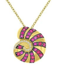 Macy's Diamond Accent & Ruby (0.84 ct. t.w.) Conch Necklace in 14K Yellow Gold Over Sterling Silver