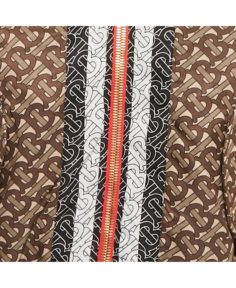 Pre-Owned Burberry Women's Brown Monogram Print Synthetic Bomber Jacket