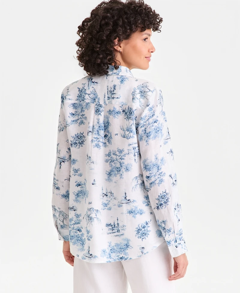 Charter Club Petite Floral Print Long-Sleeve Shirt, Macy's Exclusive