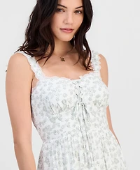 Self Esteem Juniors' Ditsy Floral Sweetheart-Neck Maxi Dress