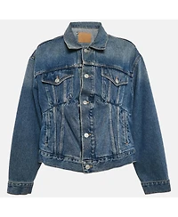Pre-Owned Balenciaga Women's Blue Denim Dart Detail Button Front Jacket