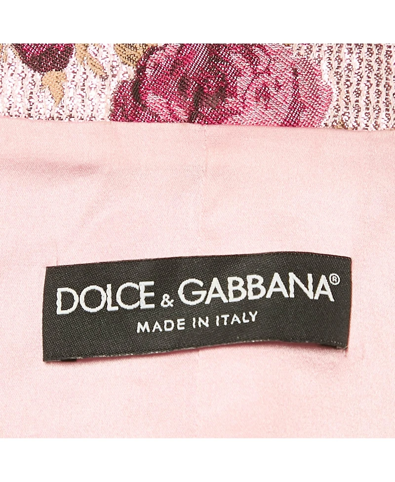 Pre-Owned Dolce & Gabbana Women's Pink Floral Lurex Jacquard Crop Jacket