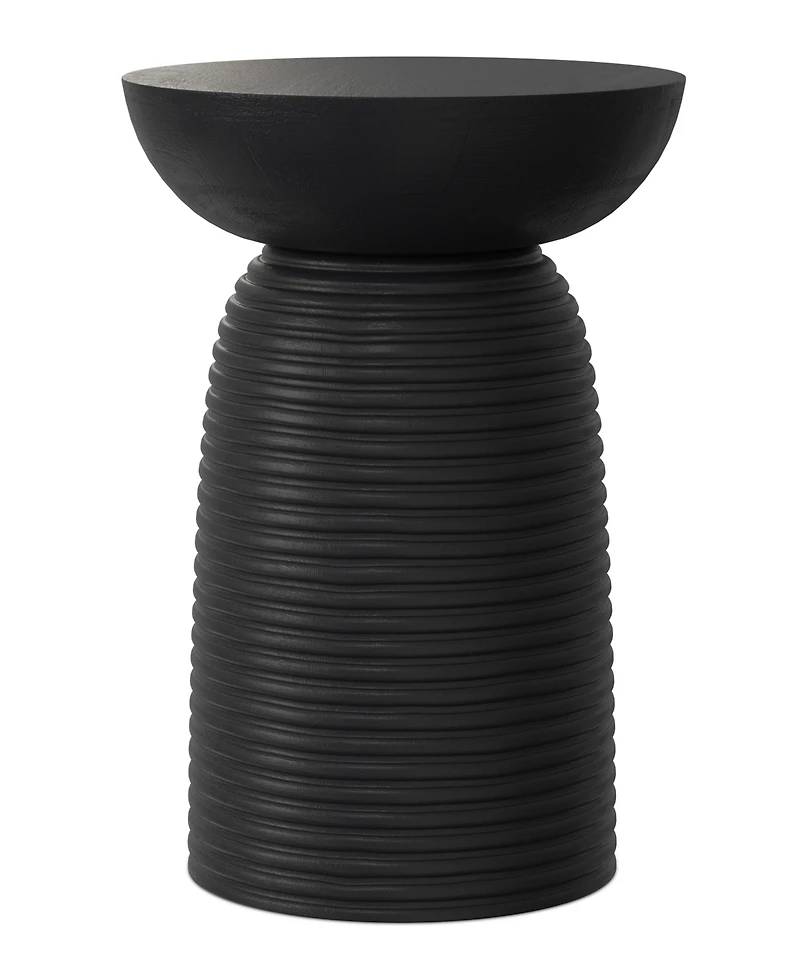 Simpli Home Boyd 13" Mango Wood Solid Ribbed Accent Table