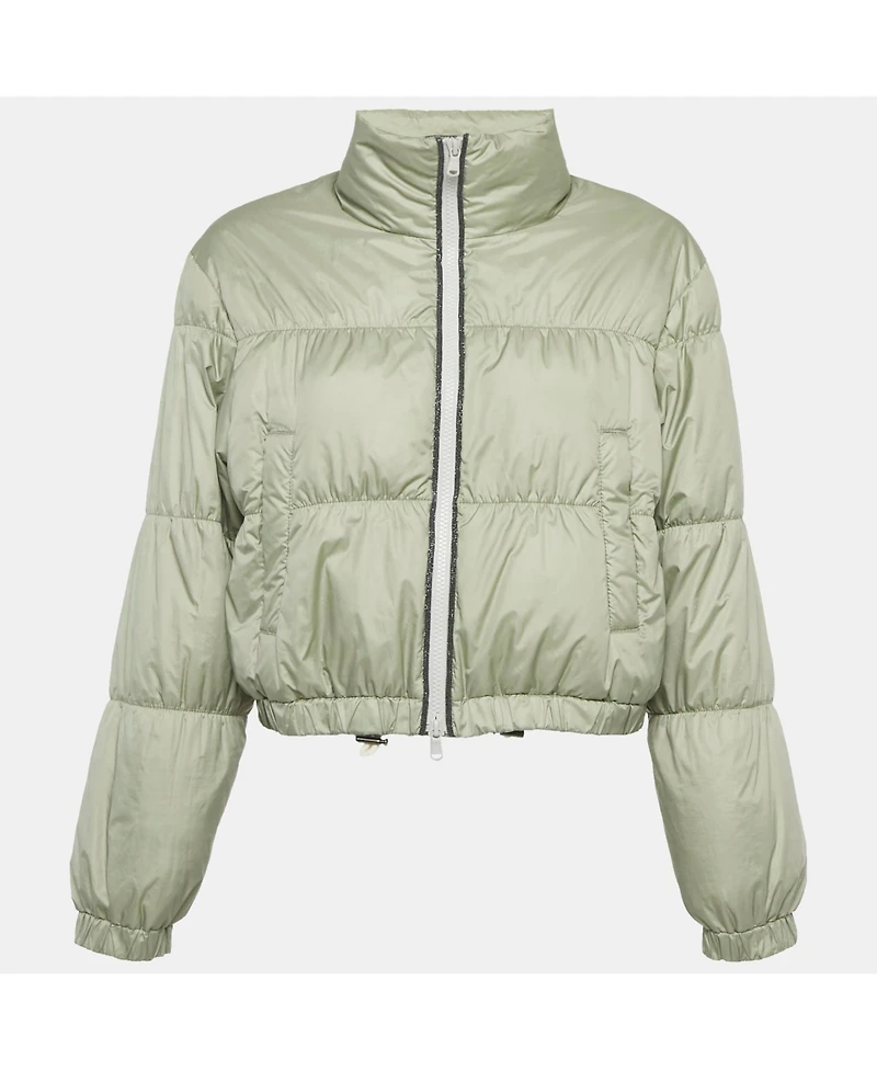 Pre-Owned Brunello Cucinelli Women's Light Green Synthetic Puffer Down Jacket