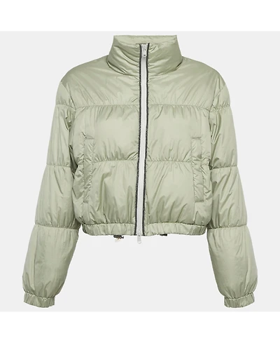 Pre-Owned Brunello Cucinelli Women's Light Green Synthetic Puffer Down Jacket