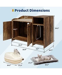 Gaomon Modern Litter Box Enclosure Cabinet,Wooden Concealed Litter Box with Vent Door