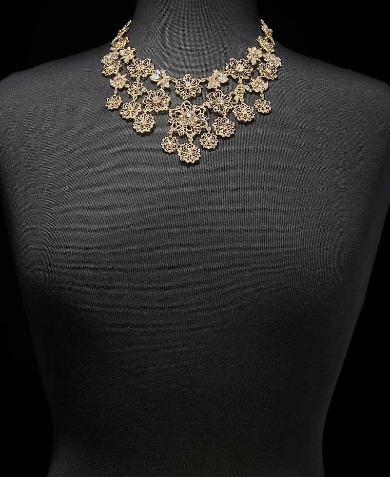 Marchesa Crystal Flower Statement Necklace, 16-1/2" + 3" extender