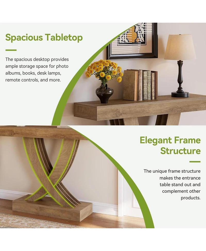 Tribesigns 43.3 Inch Entryway Table, Farmhouse Wooden Console Table Behind The Couch, Rectangular Sofa Table for Entrance, Hallway, Living Room, Foyer