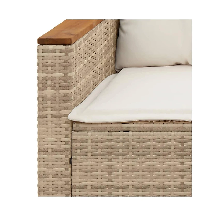 vidaXL Patio Sofa with Cushions 3-Seater Beige Poly Rattan