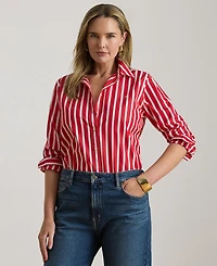 Lauren Ralph Plus Classic Fit Striped Point Collar Shirt