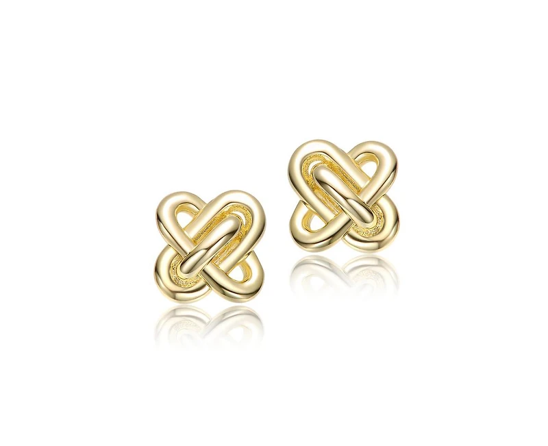 Rachel Glauber Elegant Knot Loop Stud Earrings in 14K Gold Plated