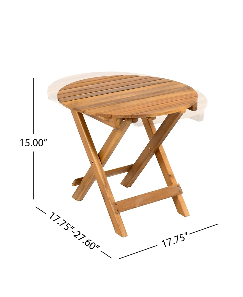 Flynama 2 Piece Outdoor Acacia Wood Conversation Set with Armchairs Cushions Foldable Teak Finish Side Table for Patio Backyard