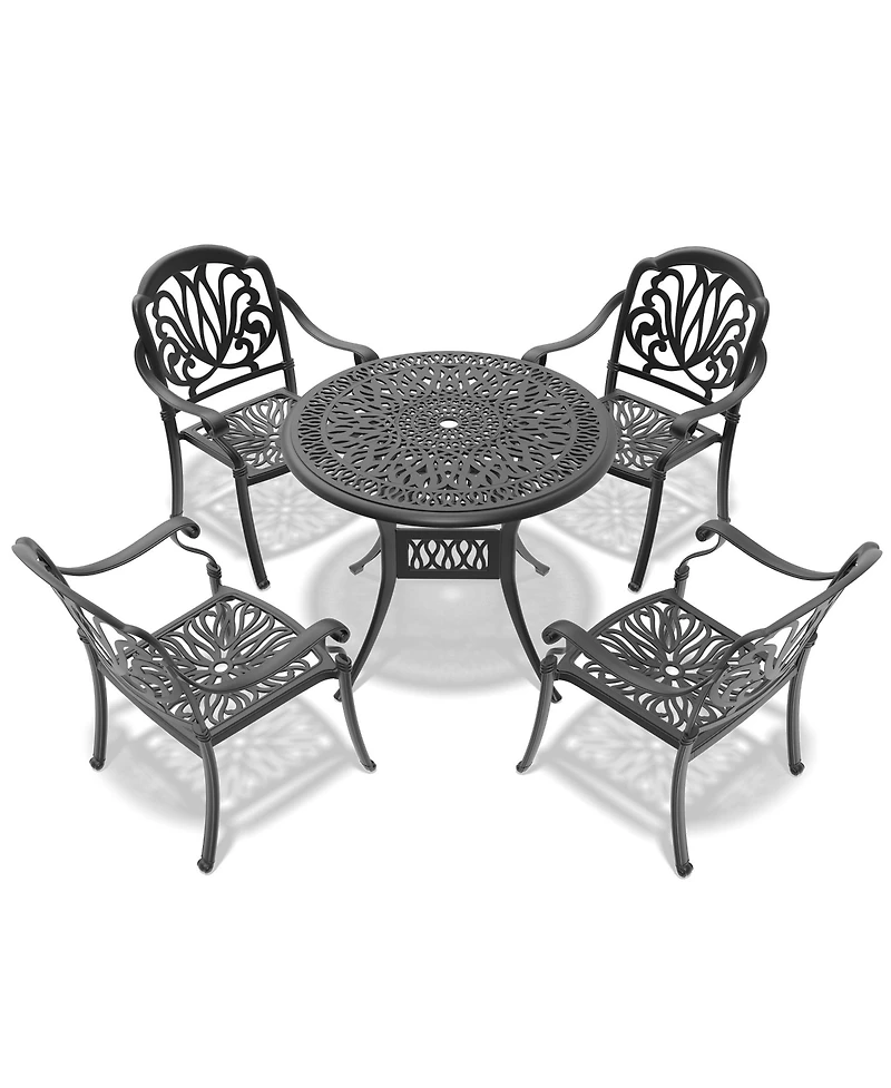 Flynama 5-Piece Set Of Cast Aluminum Patio Furniture With Cushions