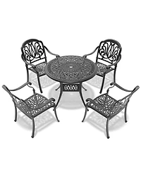 Flynama 5-Piece Set Of Cast Aluminum Patio Furniture With Cushions