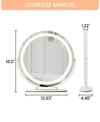 Homfan 19 in Vanity Mirror with Led Lights, Large Round Makeup Mirror with Touch Control and 3 Color Lighting Modes