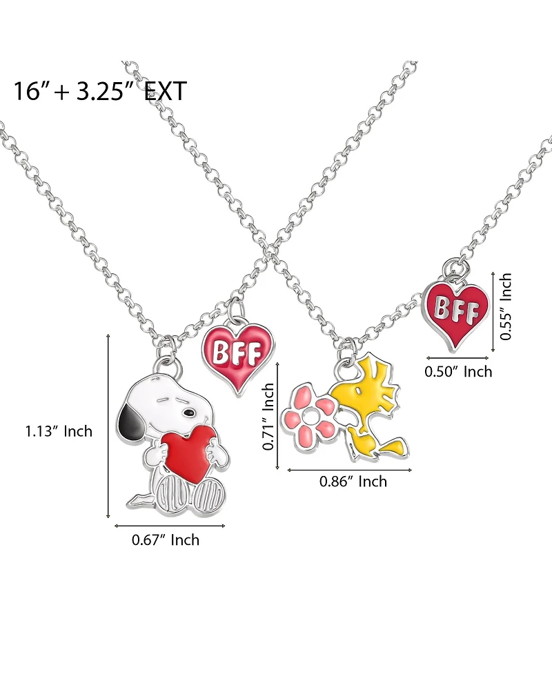 Peanuts Snoopy Woodstock Bff 2 Piece Necklace Set 16" Officially Licensed
