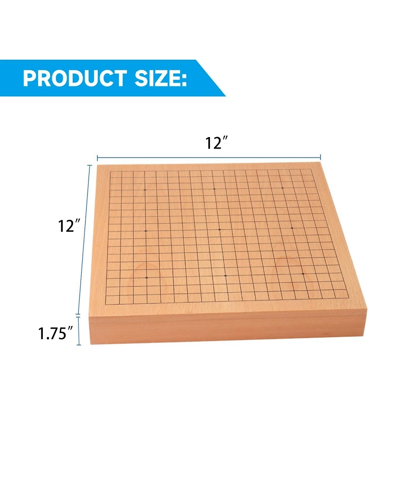 Gse Games & Sports Expert 12-Inches Wooden Go Board Game Set with Drawers, Wood Go Game Board Set with Plastic Stones