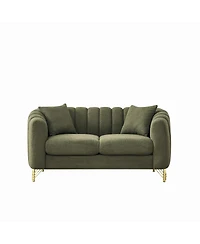 Streamdale Furniture 63" Chenille Loveseat Sofa, Luxury Tufted Couch with Gold Metal Legs