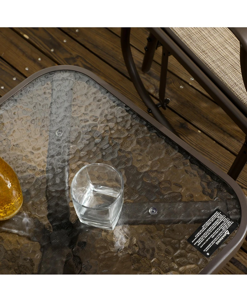 Flynama 3 Piece Outdoor Glider Chair with Coffee Table Bistro Set, 2 Patio Rocking Swing Chairs with Breathable Sling Fabric