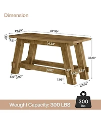 Tribesigns 63" Counter Height Bar Table with Footrest, Rectangular Tall High Top Pub Table, Industrial Home Bar Unit, Rustic Brown