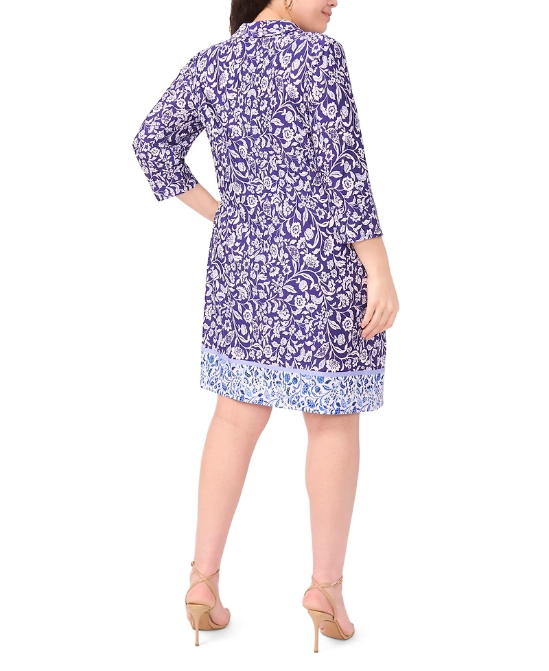 Msk Plus Collared Neck Zip-Front Dress