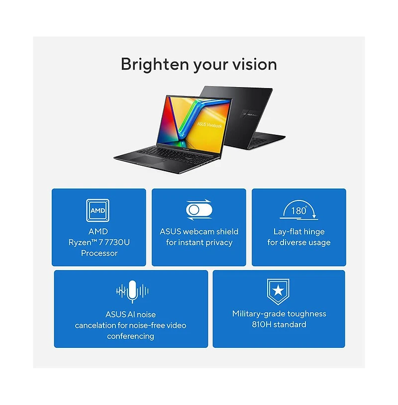 16" Vivobook 16 Oled Laptop Amd Ryzen 7 7730U 16GB Ram 512GB Ssd Windows 11 Home Wuxga - Indie Black