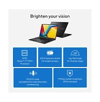 16" Vivobook 16 Oled Laptop Amd Ryzen 7 7730U 16GB Ram 512GB Ssd Windows 11 Home Wuxga - Indie Black