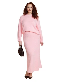 Eloquii Women's Fuzzy Maxi Sweater Skirt