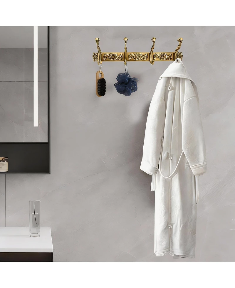 Yigii Vintage Aluminum Coat Rack with Rust-Resistant Hooks for Heavy Loads