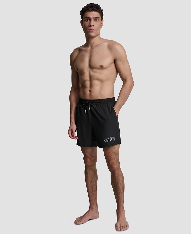 Dkny Men's Varsity Logo Stretch Volley Swim Shorts