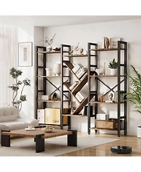 Yigii 70x70" Triple Wide Multifunctional Bookshelf - Modern Tree Design.