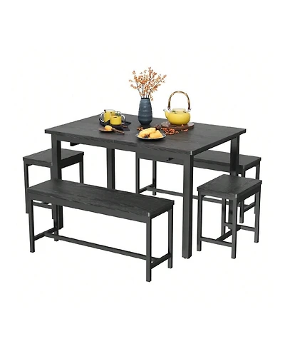 Gaomon Kitchen Table 63 Inch 5 Piece Extendable Dining Table Set For 4 To 8 Modern Space Saving Kitchen Table