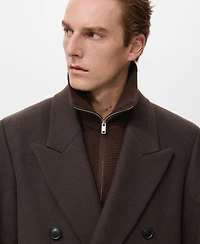 Mango Men's Relaxed-Fit Double-Breasted Wool Coat