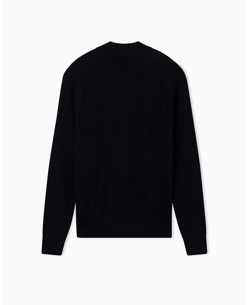 A|X Armani Exchange Men's Ribbed Full Zip Cardigan Sweater