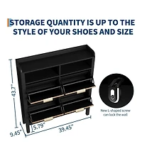 gaomon Shoe Cabinet with 4 Flip Drawers, Slim Fluted Freestanding Shoe Storage Organizer with Legs
