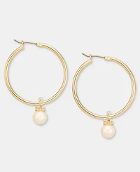 Lauren Ralph Lauren Gold-Tone Glass Pearl Drop Hoop Earrings
