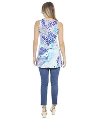 24seven Comfort Apparel Women's Abstract Scoop Neck Tunic Tank Top