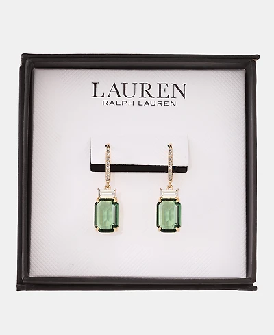 Lauren Ralph Gold-Tone Boxed Blue Stone Drop Earrings