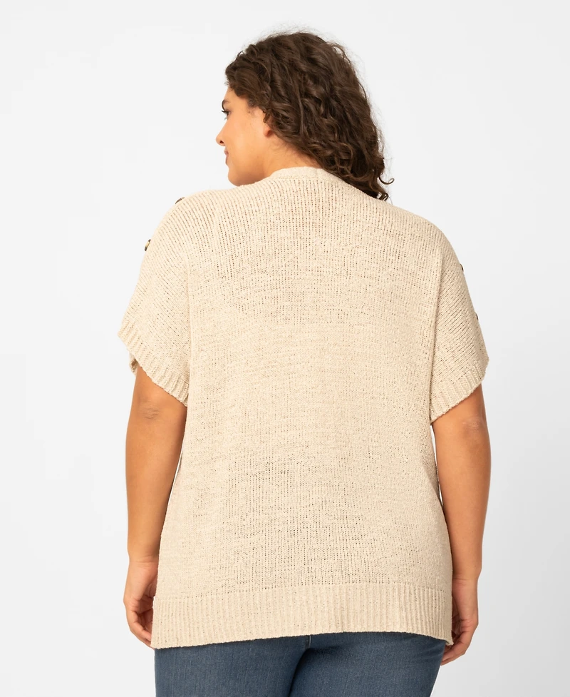 Melissa Paige Plus Size Button Shoulder Flyaway Open Front Cardigan, Macy's Exclusive