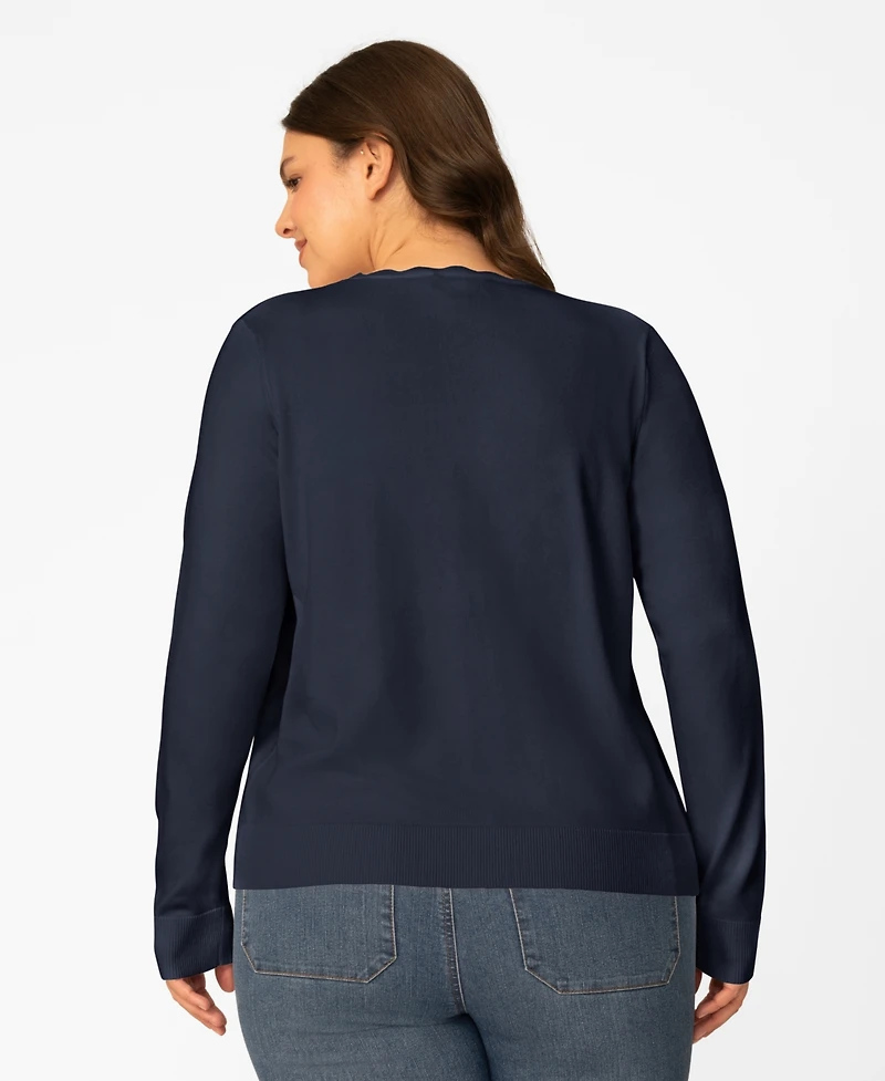 Melissa Paige Plus Size Scalloped Trim Button Front Cardigan, Macy's Exclusive