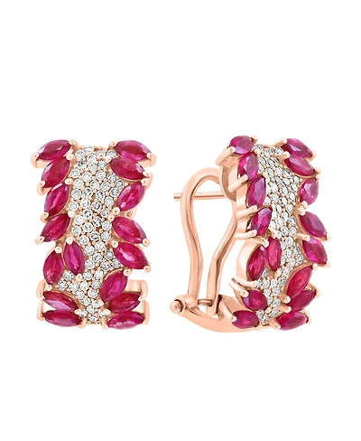 Effy Ruby (3-5/8 ct. t.w.) and Diamond (1/2 ct. t.w.) Earrings in 14k Rose Gold