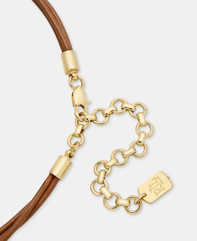Lauren Ralph Lauren Gold-Tone Leather Pendant Necklace