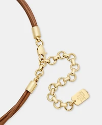 Lauren Ralph Lauren Gold-Tone Leather Pendant Necklace