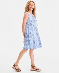 Style & Co Women's Printed Lace-Up Sleeveless Dress, Macy's Exclusive