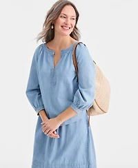 Style & Co Women's Cotton Chambary Split-Neck Top, Macy's Exclusive