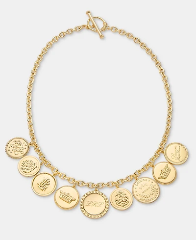 Lauren Ralph Lauren Gold-Tone Coin Logo Frontal Necklace