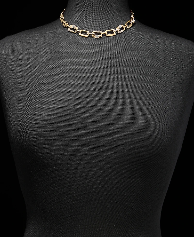 Karl Lagerfeld Paris Logo Pave Link Collar Necklace